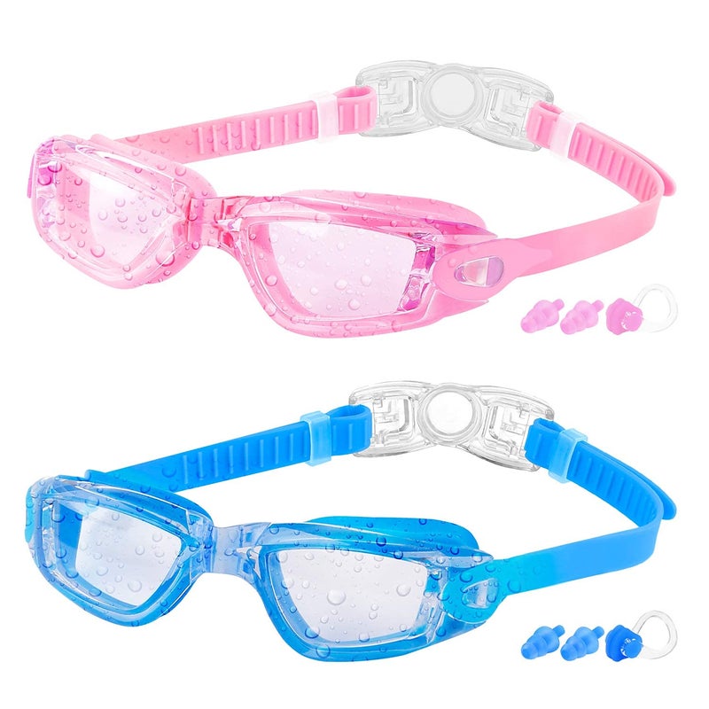 COOLOO Kids Swim Goggles, 2 Packs Swimming Goggles for Kids Girls Boys and Child Age 4-16 - Image 1